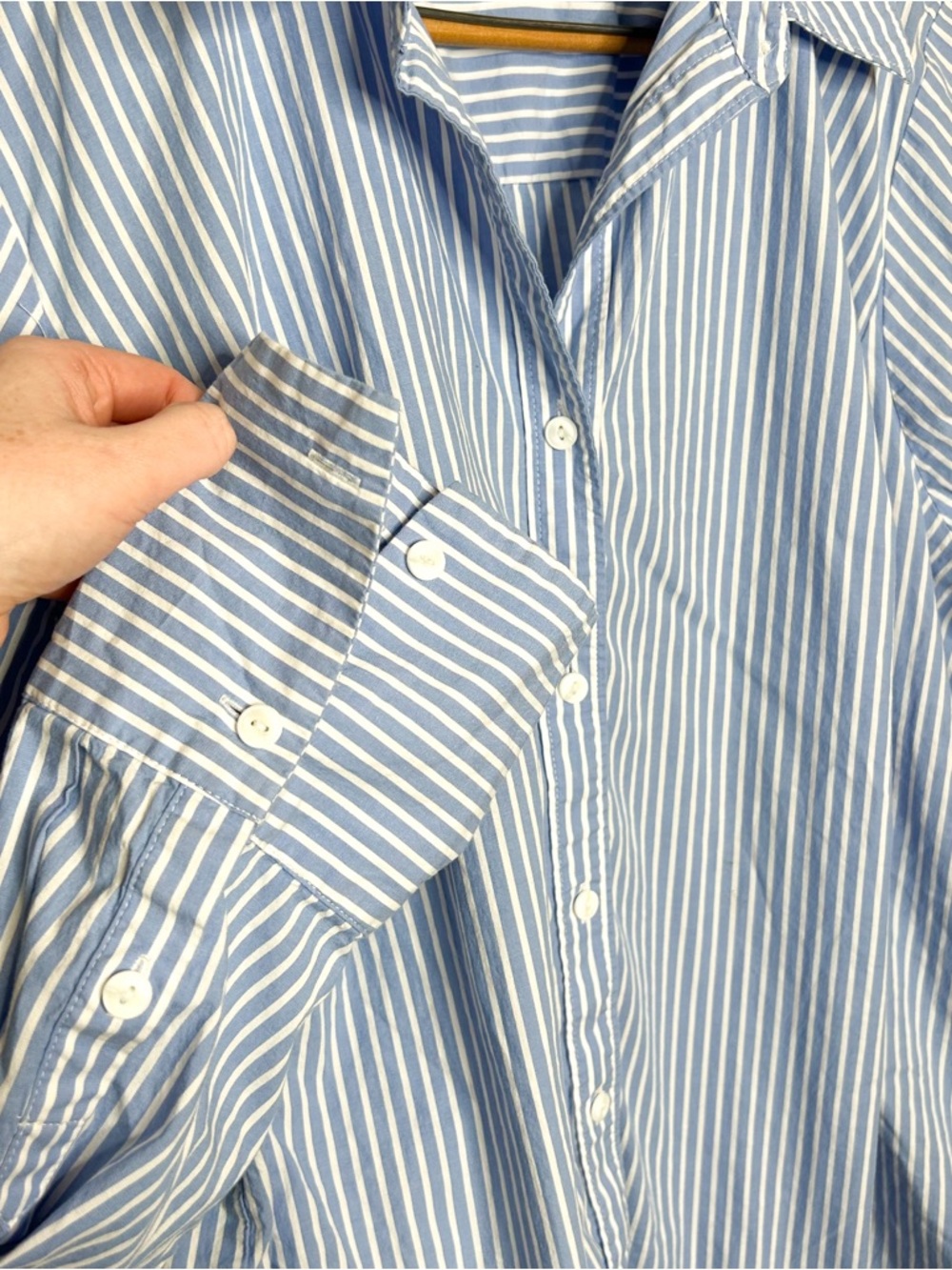Lane Bryant Womens Button Down Stripe Girlfriend Shirt Blue White Plus Size 24 - Picture 4 of 7
